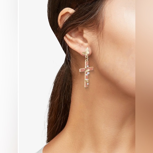 Way To Celebrate Easter Butterfly Cross Dangle Earrings - Picture 2 of 5